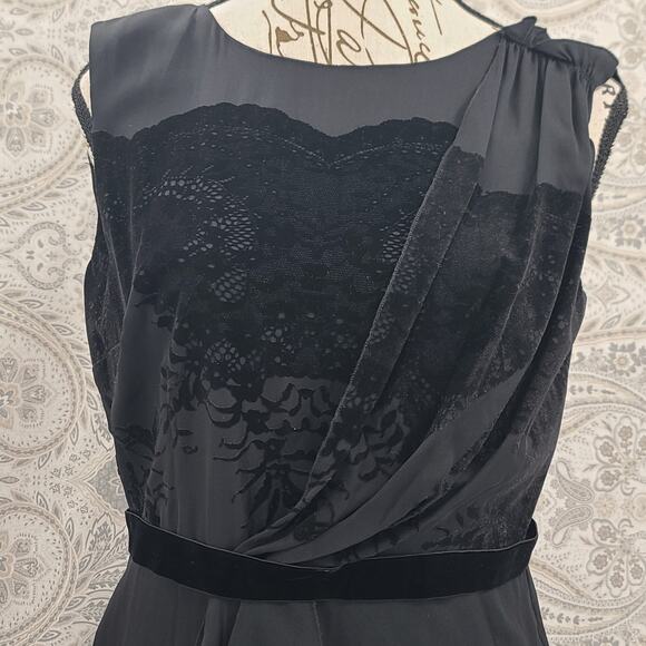 Elie Tahari Velvet burnout lace pattern black Whimsigoth witchy Fairy grunge - Picture 1 of 8